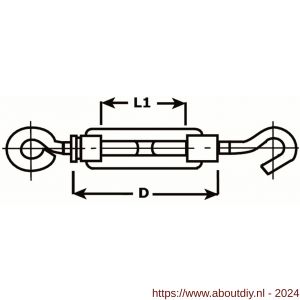 Dulimex DX SPN.4205-ZB spanschroef haak-oog 5 mm RVS 316 1 stuk op kaart - A30203365 - afbeelding 2
