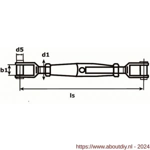 Dulimex DX 931-14IG spanschroef 14 mm gaffel-gaffel RVS AISI 316 - A30201190 - afbeelding 2