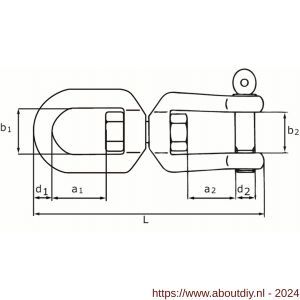 Dulimex DX 356-08I wervel oog-gaffel 8 mm RVS AISI 316 - A30200791 - afbeelding 2