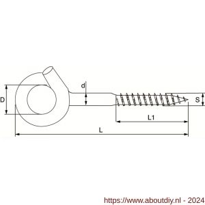 Dulimex DX 370-09E bevestigingshaak met houtschroefdraad 145 x diameter 8.8 mm verzinkt - A30200552 - afbeelding 2