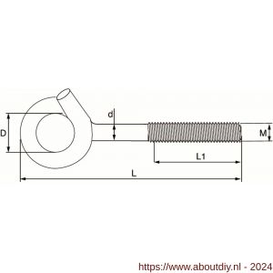 Dulimex DX 375-12E bevestigingshaak met metrische draad 145x12 mm verzinkt - A30200555 - afbeelding 2