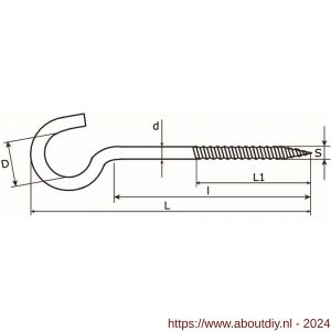 Dulimex DX 399-100E schroefhaak houtdraad 4.40x75/100 mm met kleine haak verzinkt - A30200692 - afbeelding 2
