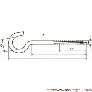 Dulimex DX 398-080E schroefhaak houtdraad 6.00x45/80 mm zware uitvoering verzinkt - A30200694 - afbeelding 2