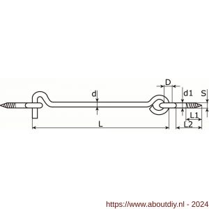 Dulimex DX 389-200I windhaak met 2 schroefogen 5.25x200 mm RVS 304 - A30200815 - afbeelding 2
