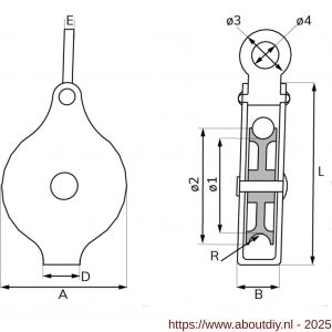 Dulimex DX BKH.5006-ZB hijskatrol met vast oog polyamide wiel 50 mm verzinkt 1 stuk op kaart - A30204841 - afbeelding 2
