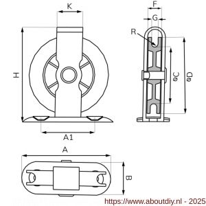 Dulimex DX 954-40E dwarskatrol polyamide wiel 40 mm elektrolytisch verzinkt per stuk gelabeld - A30204747 - afbeelding 2