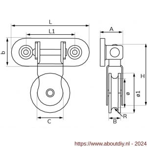 Dulimex DX 957-50E scharnierkatrol enkel polyamide wiel 50 mm elektrolytisch verzinkt per stuk gelabeld - A30204761 - afbeelding 2