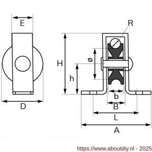 Dulimex DX 961-40E staande katrol enkel open behuizing polyamide wiel 40 mm elektrolystisch verzinkt per stuk gelabeld - A30204768 - afbeelding 2
