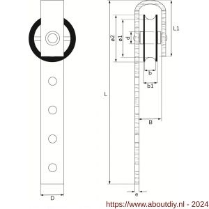 Dulimex DX 966-60E schuifdeur hangrol polyamide wiel 60 mm elektrolytisch verzinkt per stuk gelabeld - A30204777 - afbeelding 2