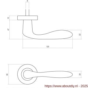 Intersteel Living 0201 deurkruk Banaan met rozet verdekt diameter 49x7 mm messing ongelakt - A26007891 - afbeelding 2