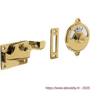 Intersteel Living 3700 WC-overslag met bocht en tekst Vrij-Bezet messing ongelakt - A26007897 - afbeelding 1