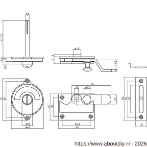 Intersteel Living 3700 WC-overslag met bocht en groen-rood indicatie messing ongelakt - A26009067 - afbeelding 2