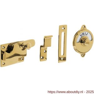 Intersteel Living 3701 WC-overslag vlak met tekst Vrij-Bezet messing ongelakt - A26007898 - afbeelding 1