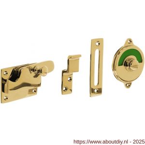 Intersteel Living 3701 WC-overslag vlak en groen-rood indicatie messing ongelakt - A26009068 - afbeelding 1