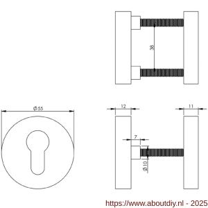 Intersteel Living 3750 SKG3 veiligheidsrozetten rond verdekt diameter 55x12 mm profielcilindergat messing ongelakt - A26003562 - afbeelding 2