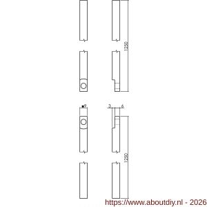 Intersteel 5620 stangenset voor kruk-espagnolet lang 125 cm messing ongelakt - A26000120 - afbeelding 2