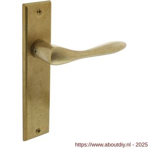 Intersteel Living 0201 deurkruk Banaan met schild rechthoekig 181x41 mm blind messing getrommeld - A26007901 - afbeelding 1