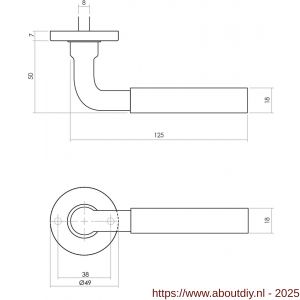 Intersteel Living 0215 deurkruk Palma met rozet verdekt diameter 49x7 mm messing getrommeld - A26007904 - afbeelding 2