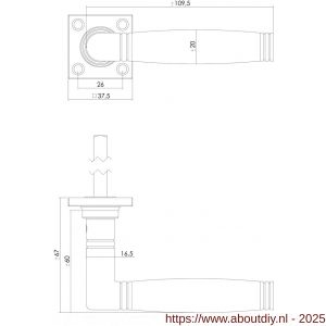 Intersteel Living 0375 deurkruk Ton 222 met rozet 38x38x5 mm messing getrommeld-ebbenhout - A26007914 - afbeelding 2