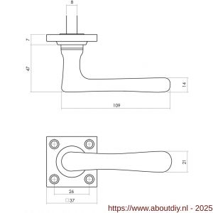 Intersteel Living 0388 deurkruk Trento met rozet 38x38x5 mm messing getrommeld - A26007925 - afbeelding 2