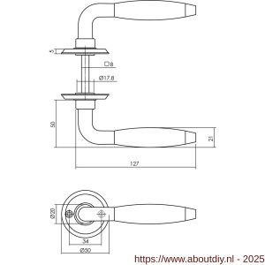 Intersteel Living 0421 deurkruk Antonnet met rozet diameter 50x5 mm messing getrommeld-ebbenhout - A26007926 - afbeelding 2