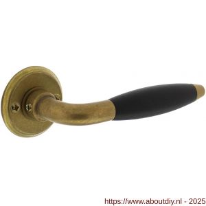 Intersteel Living 0421 deurkruk Antonnet met rozet diameter 50x5 mm messing getrommeld-ebbenhout - A26007926 - afbeelding 1