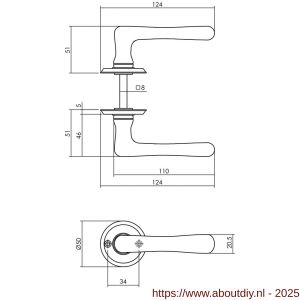 Intersteel Living 0445 deurkruk Trento met rozet diameter 50x5 mm messing getrommeld - A26010137 - afbeelding 2