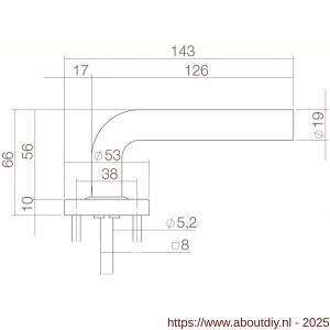 Intersteel 0570 deurkruk gatdeel Luzern op rozet verdekt diameter 53x10 mm PVD messing getrommeld - A26011270 - afbeelding 2
