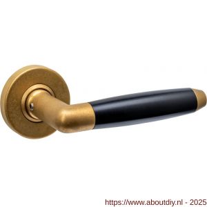 Intersteel 0640 deurkruk gatdeel Combinatie op rozet verdekt diameter 53x10 mm PVD messing getrommeld-zwart - A26011260 - afbeelding 1