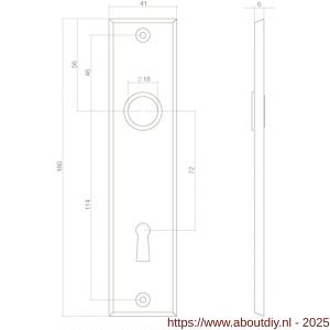 Intersteel 2568 renovatie kortschild rechthoekig 181x41x7 mm sleutelgat 72 mm messing getrommeld - A26002815 - afbeelding 2