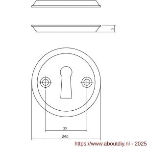 Intersteel Living 3173 sleutelrozetten diameter 50x5 mm messing getrommeld - A26011101 - afbeelding 2