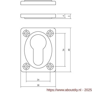 Intersteel Living 3183 cilinderrozetten 47x37x5 mm messing getrommeld - A26011104 - afbeelding 2