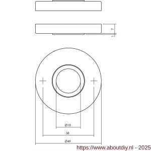 Intersteel 3186 rozetten verdekt diameter 49x7 mm messing getrommeld - A26007566 - afbeelding 2