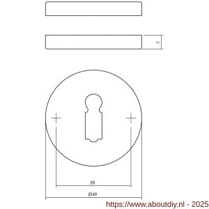 Intersteel Living 3186 sleutelrozetten verdekt diameter 49x7 mm messing getrommeld - A26011105 - afbeelding 2