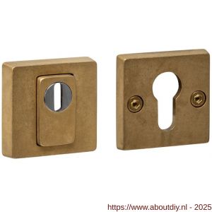 Intersteel Living 3755 SKG3 veiligheidsrozetten vierkant 54x54x12 mm profielcilindergat met kerntrekbeveiliging PVD messing getrommeld - A26010940 - afbeelding 1