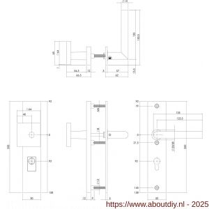 Intersteel Living 3962 SKG3 veiligheidsbeslag rechthoekig 250x50 mm greep-kruk Jura profielcilindergat 92 mm met kerntrekbeveiliging PVD messing getrommeld - A26010931 - afbeelding 2