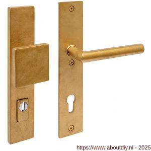 Intersteel Living 3962 SKG3 veiligheidsbeslag rechthoekig 250x50 mm greep-kruk Jura profielcilindergat 92 mm met kerntrekbeveiliging PVD messing getrommeld - A26010931 - afbeelding 1