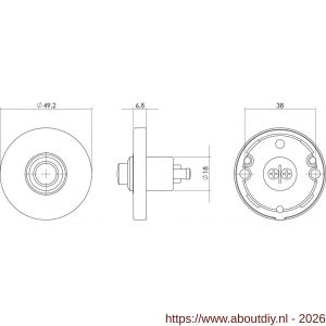 Intersteel Living 3990 beldrukker rond verdekt messing getrommeld - A26007284 - afbeelding 2
