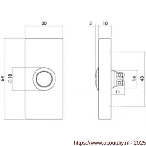 Intersteel Living 3990 deurbel rechthoekig 65x30x10 mm verdekt PVD messing getrommeld - A26010927 - afbeelding 2