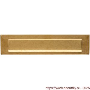 Intersteel Living 4000 briefplaat rechthoekig 340x75 mm met klep-regenrand PVD messing getrommeld - A26010926 - afbeelding 1