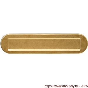Intersteel Living 4000 briefplaat ovaal 340x80 mm met klep-regenrand PVD messing getrommeld - A26010925 - afbeelding 1