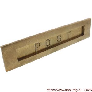 Intersteel Living 4000 briefplaat rechthoekig 330x77 mm met verende klep binnendraaiend met tekst POST messing getrommeld - A26010141 - afbeelding 1