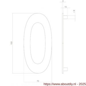 Intersteel Living 4020 huisnummer 0 150 mm PVD messing getrommeld - A26010922 - afbeelding 2