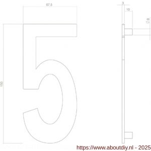 Intersteel Living 4020 huisnummer 5 150 mm PVD messing getrommeld - A26010917 - afbeelding 2