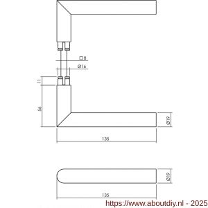 Intersteel Living 4057 set achterdeurbeslag vierkant deurkruk Jura met massieve rozetten en SKG3 veiligheidsrozetten PVD messing getrommeld - A26010909 - afbeelding 2