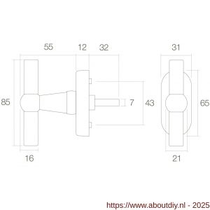 Intersteel 6050 raamkruk T-bol model op ovaal rozet messing getrommeld - A26003736 - afbeelding 2