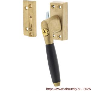Intersteel Living 6616 SKG* afsluitbare raamsluiting rechts inclusief sluitplaat met kom Ton 400 messing getrommeld-ebbenhout - A26003815 - afbeelding 1