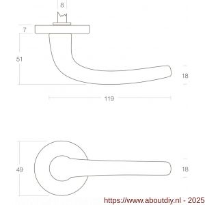 Intersteel Living 0194 deurkruk Cosmos op rozet verdekt diameter 49x7 mm messing gelakt - A26000323 - afbeelding 2