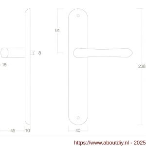 Intersteel 0198 deurkruk Saturnus op schild ovaal 236x37 mm blind messing gelakt - A26001922 - afbeelding 2