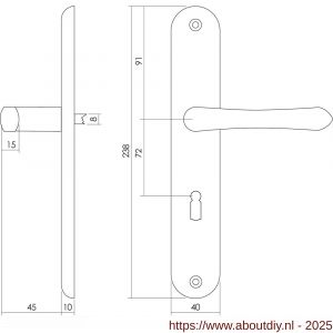 Intersteel 0198 deurkruk Saturnus op schild ovaal 236x37 mm sleutelgat 72 mm messing gelakt - A26007929 - afbeelding 2